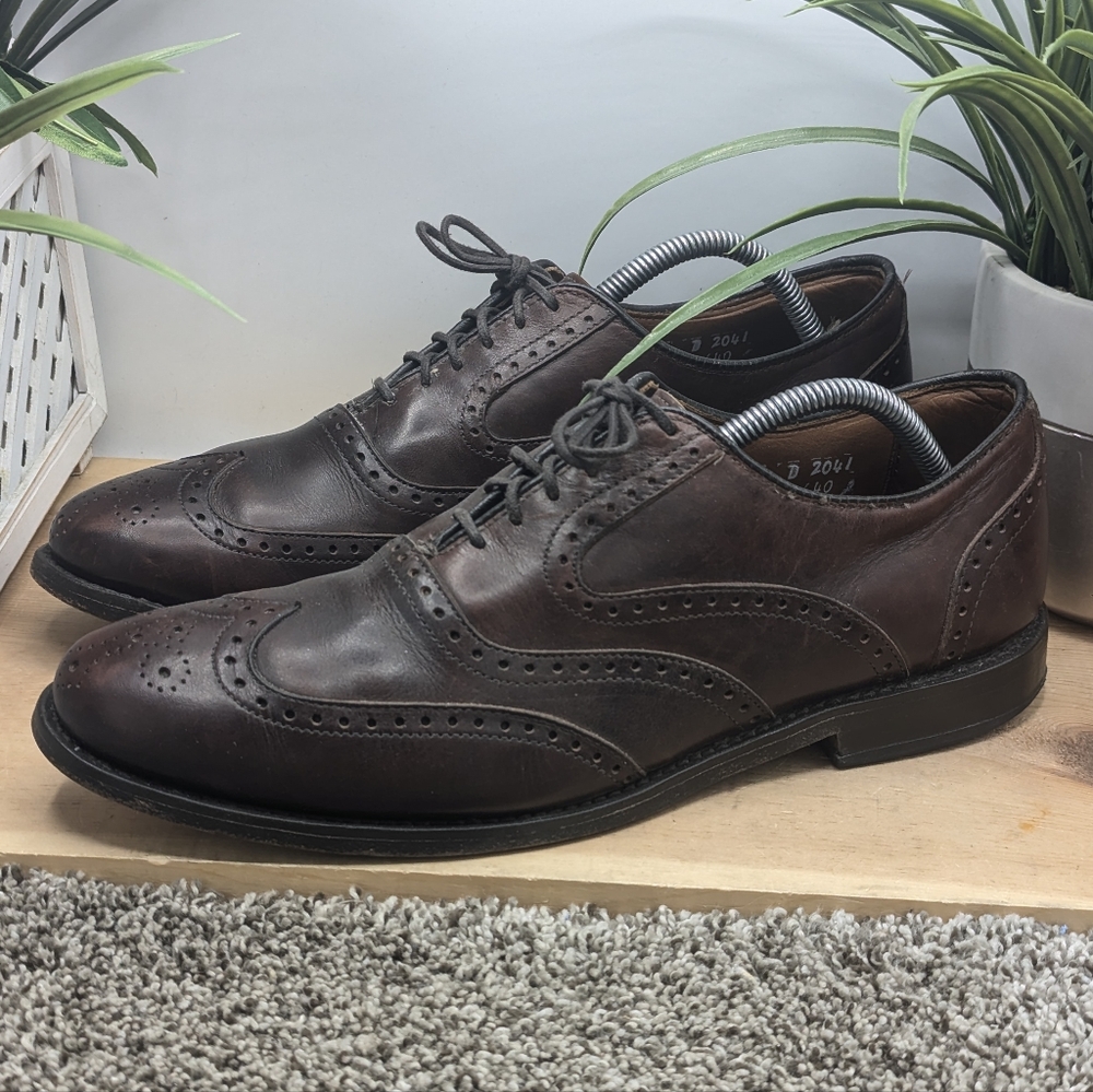 Allen Edmonds Mens Size 10D McClain Brown Leather Wingtips